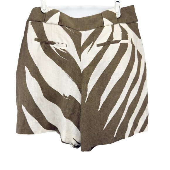 MASSIMO DUTTI Palm Tree Print Olive Green Cream Maximalist Boho Resort Shorts 6 - Picture 2 of 10